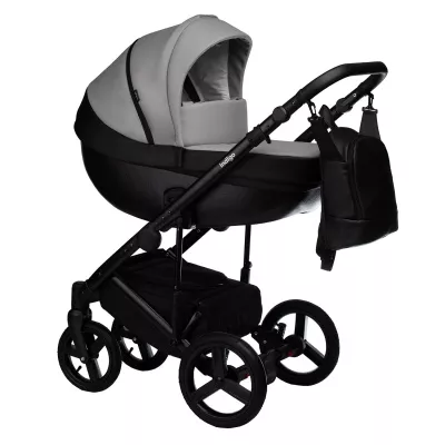 Коляска Indigo Tour Eco 2 в 1, Te 02, черная кожа+серая кожа