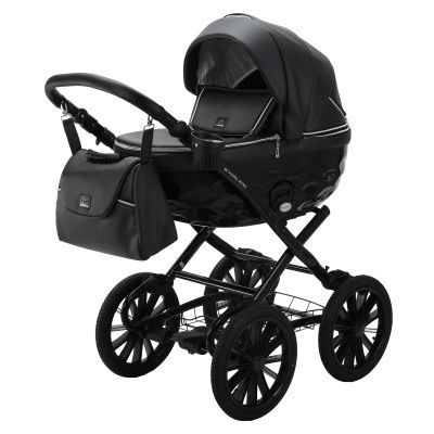 Коляска Adamex Chantal Retro Deluxe 2 в 1, C114, черная кожа