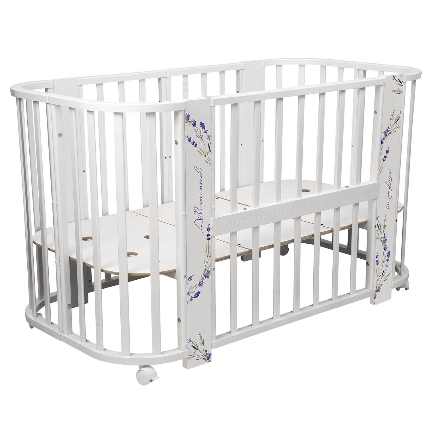 Кровать-трансформер Indigo Baby Line 5 в 1, поперечный маятник, лаванда