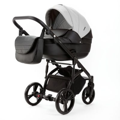Коляска Adamex Lanti Deluxe 2 в 1, LN-SD1, бел.кожа + черн. кожа