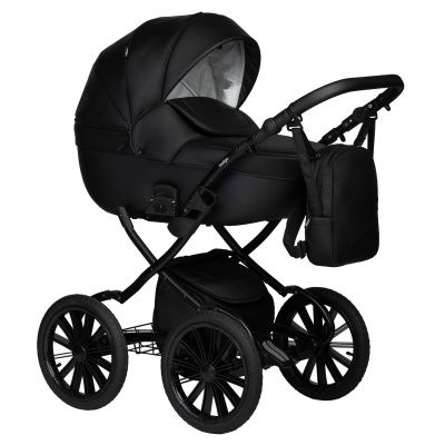 Коляска Indigo Mio Eco Plus 14" 2 в 1, 01, черная кожа