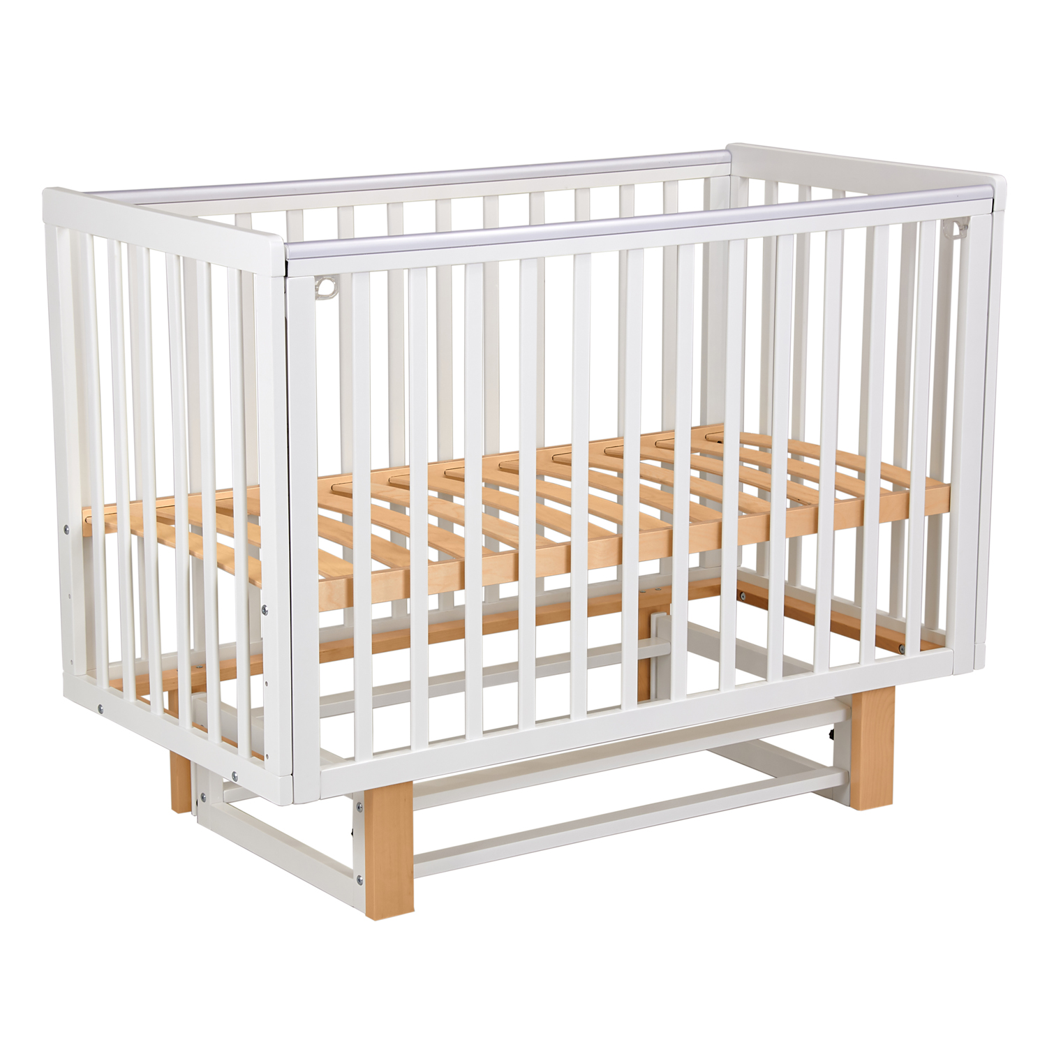 Кровать детская Polini kids Simple 341, с маятником, Белый-натуральный