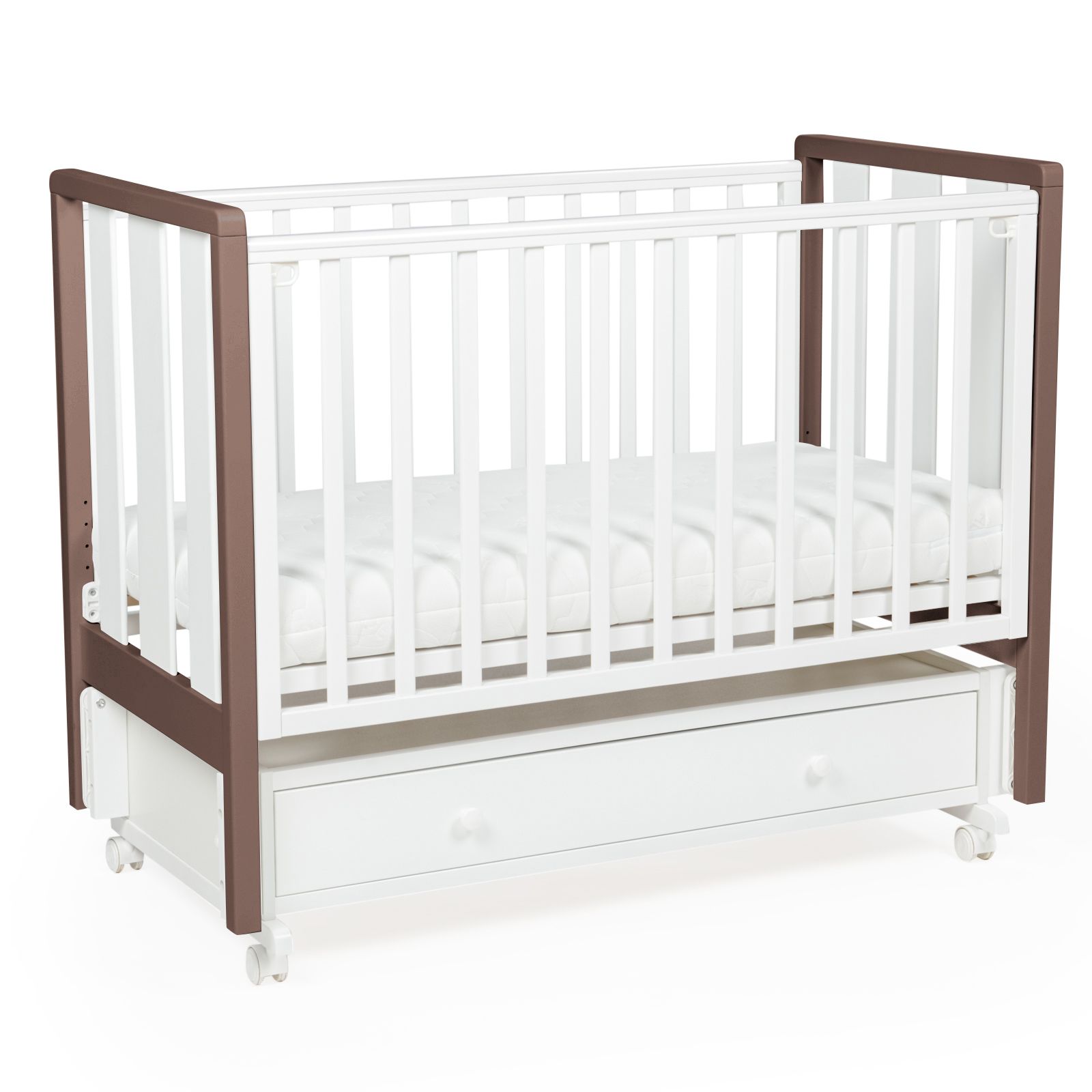 Кровать детская Bebizaro Heirloom New маятник универсальный с ящиком, White/cacao