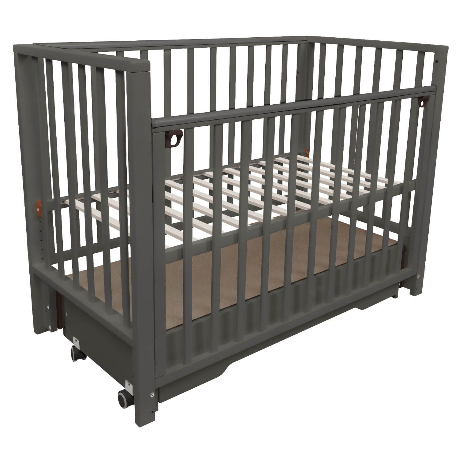 Кровать детская Indigo Norden, универсальный маятник, ящик, графит