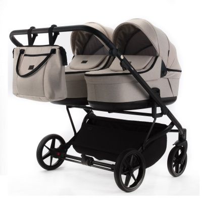 Коляска для двойни Adamex Leo Duo 3 в 1, DUO-TK20, светло-бежевый