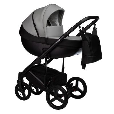 Коляска Indigo Tour Eco 2 в 1, Te 02, черная кожа+серая кожа