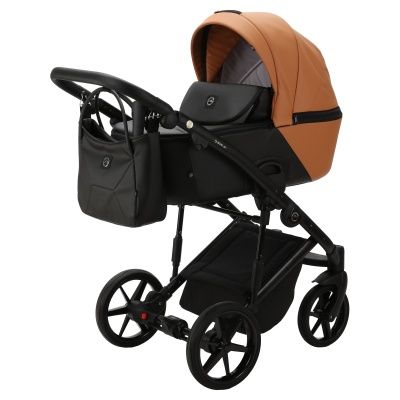 Коляска Adamex Mobi New Deluxe 2 в 1, MN-SD32, рыжий+черная кожа