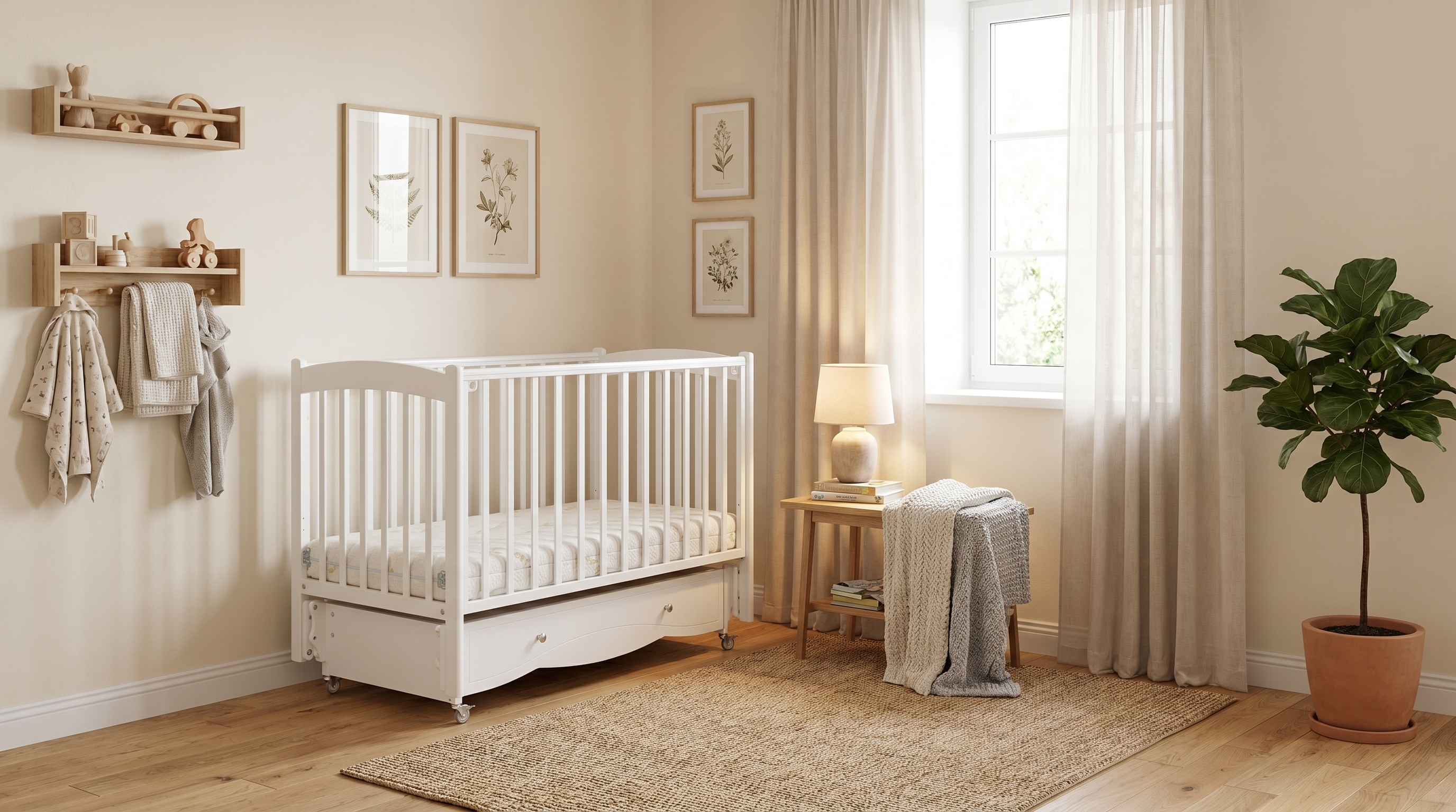 Детская кроватка для новорожденного в светлой комнате